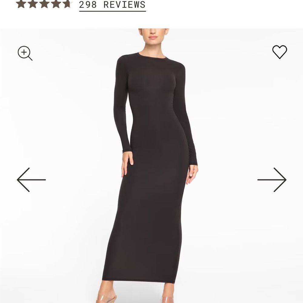 SKIMS Black Longsleeve Crewneck Maxi Dress size small